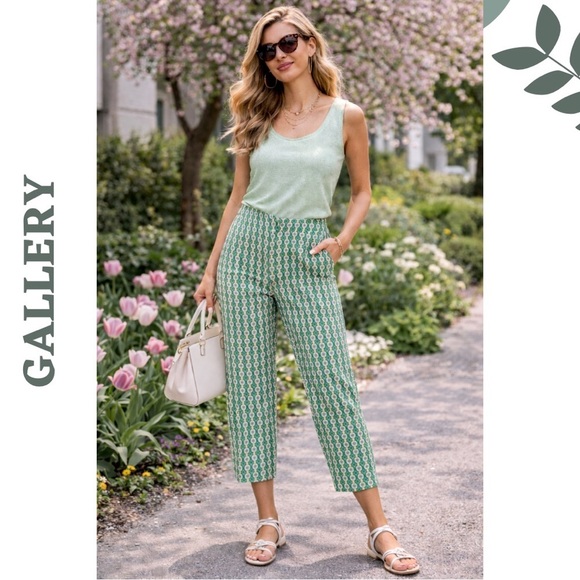 Gallery Pants - Gallery Geo Print Ankle Pants UK 18 US 14 Stretch